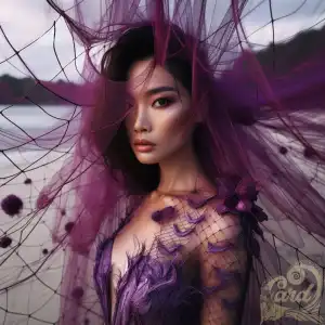 purple netting dress