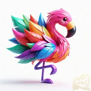 Rainbow Feathered Flamingo