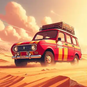 red car in desert