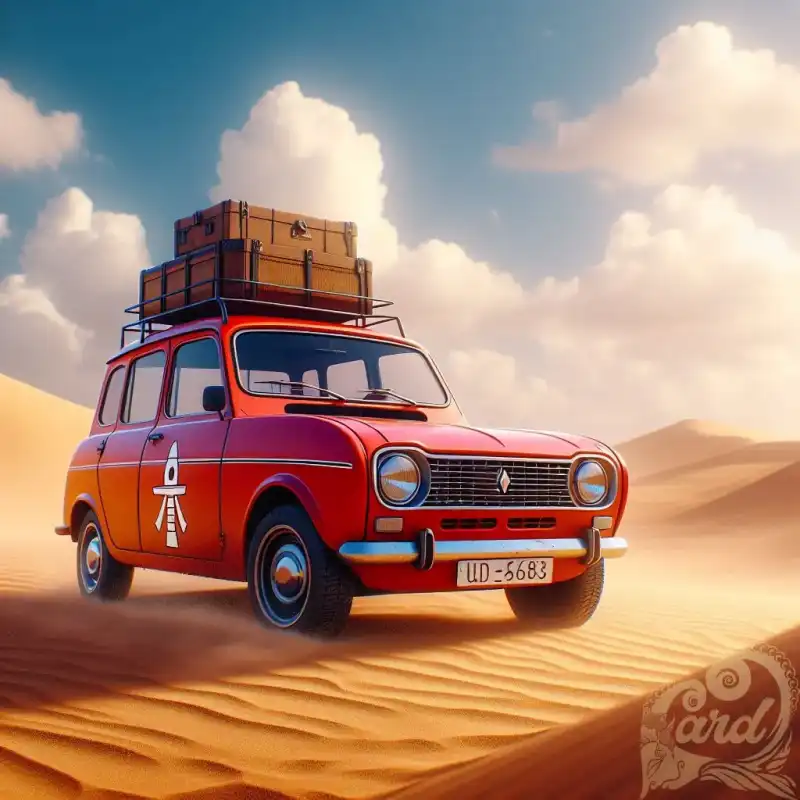 red car in desert