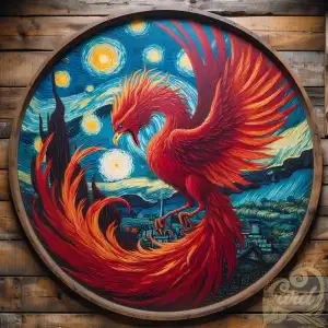 Red phoenix painting