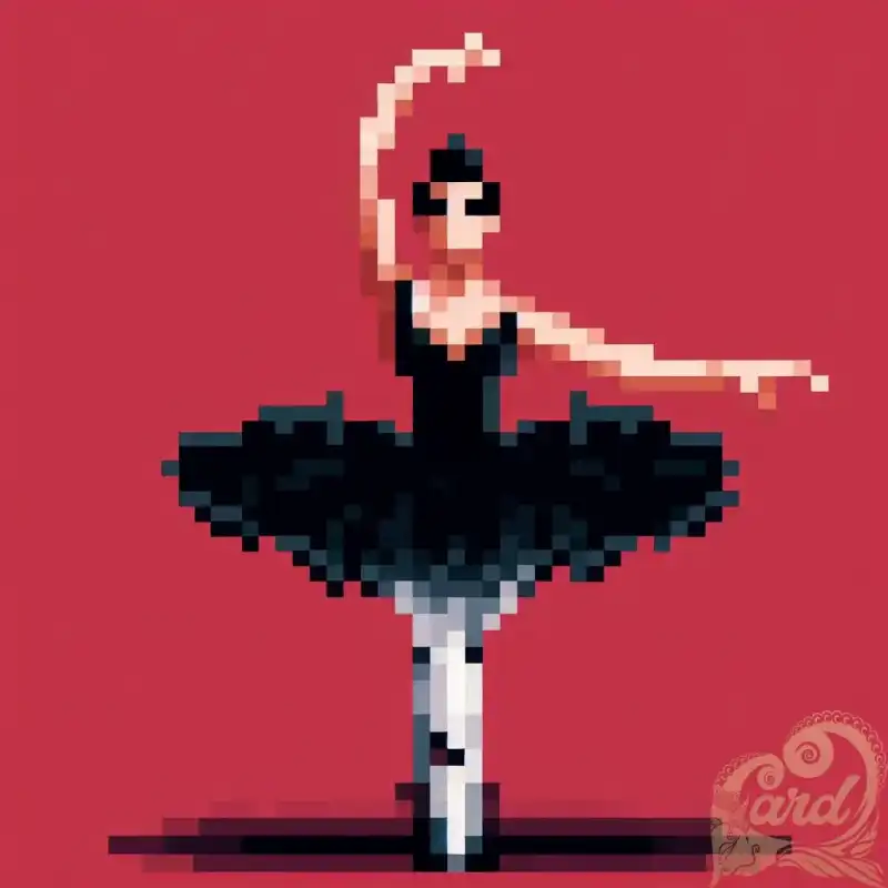 red pixelated ballerina