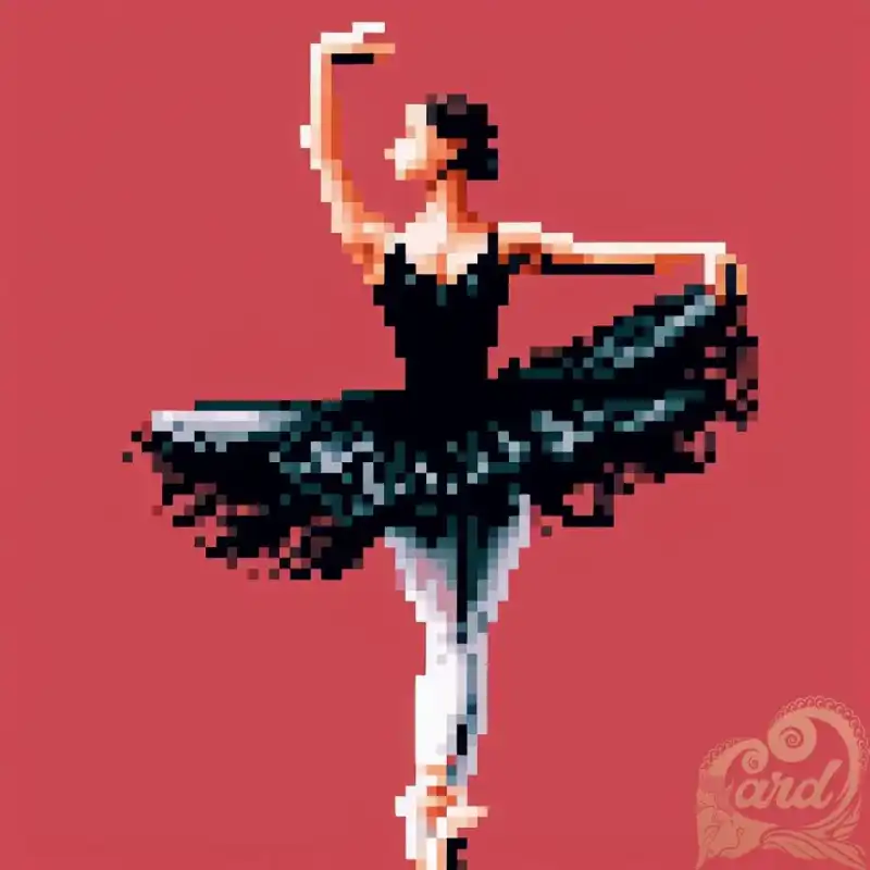 red pixelated ballerina