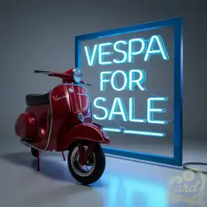 Red Vespa motorbike for sale