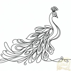 Romantic Peacock Outline