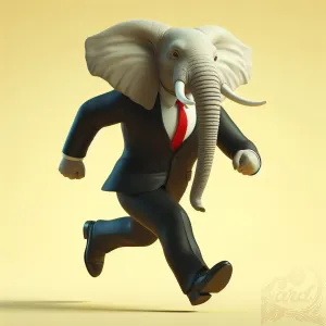 Running Elephant in Suit
