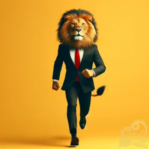 Running Lion in Suit