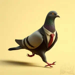 Running Pigeon in Suit