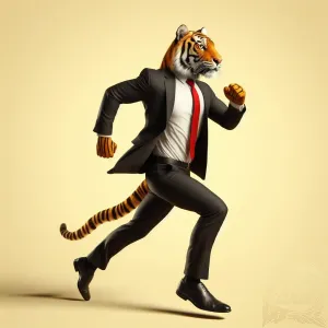 Running Tiger in Suit