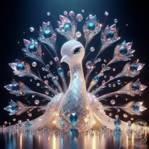 sculpture glass peacock