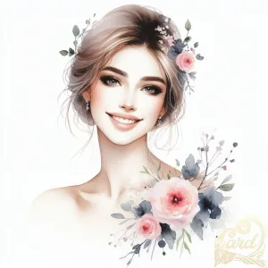 Serene Girl with Floral Elements