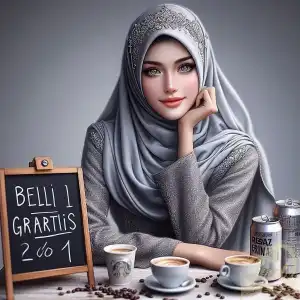 Silver hijab coffee model