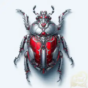silver red beetle metal
