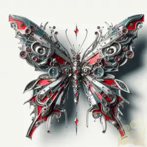 silver red butterfly metal