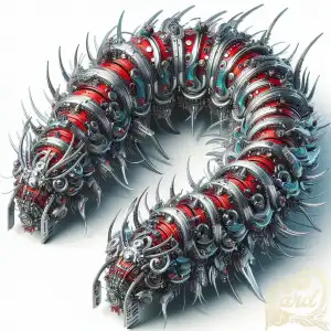 silver red caterpillars metal