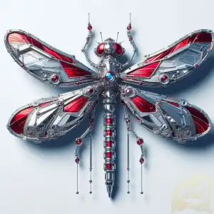silver red dragonfly metal