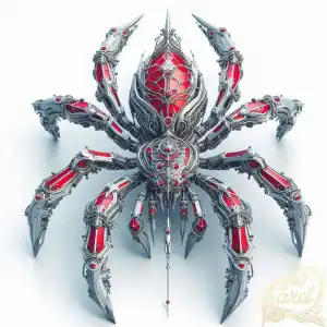 silver red spider metal