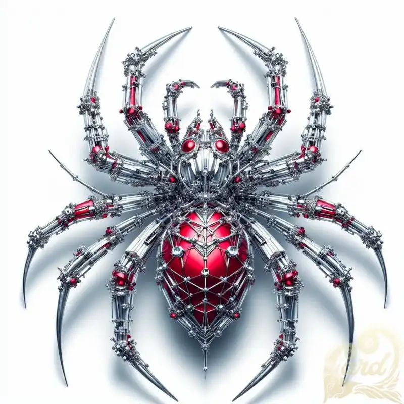 silver red spider metal