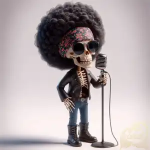 Skeletal afro singing