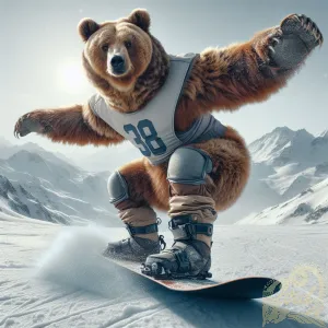 Snowboarding Grizzly Bear