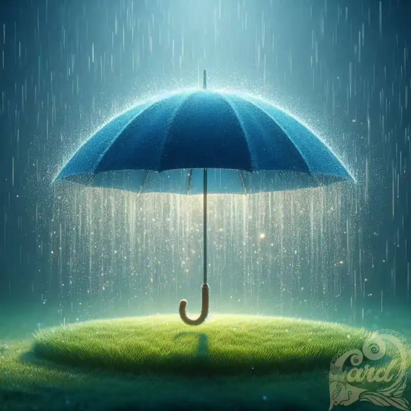 Standing blue umbrella