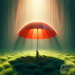 Standing red umbrella