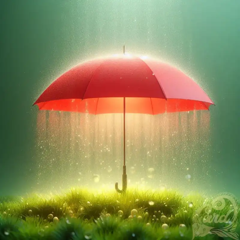 Standing red umbrella