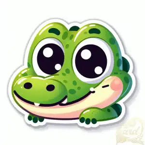 sticker face cartoon crocodile