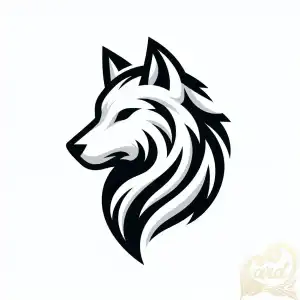 stylized wolf head logo