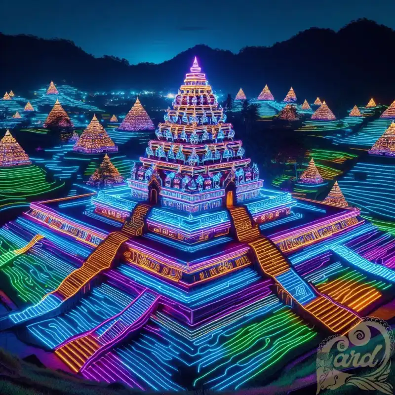 Sukuh Temple neon-lit