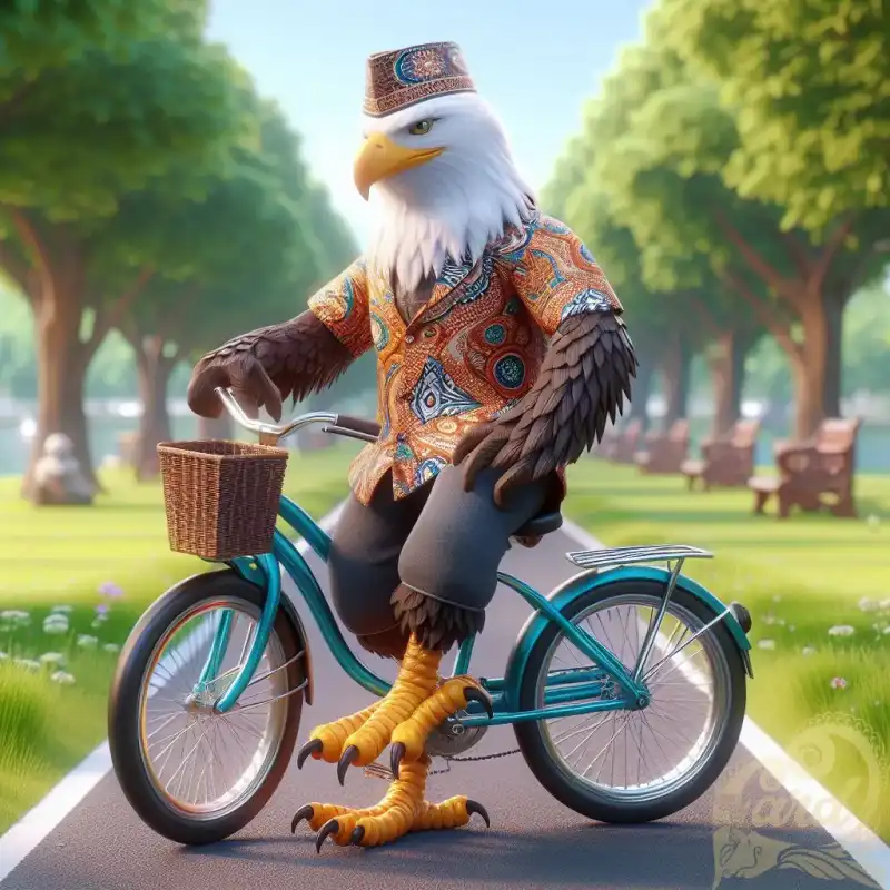 The eagle is cycling