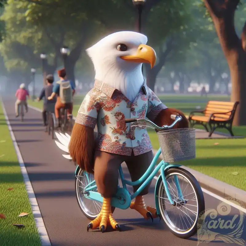 The eagle is cycling