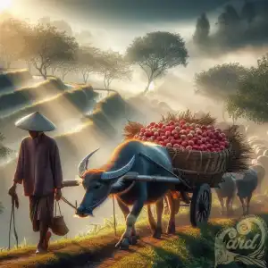 The farmer brings apples