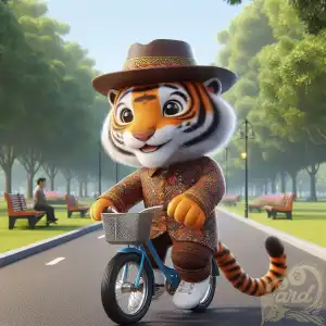 Tiger riding a bicycle 