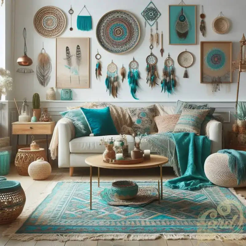 turquoise accents
