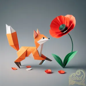 Vibrant Origami Fox Scene