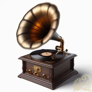 Vintage Gramophone with Vinyl Record