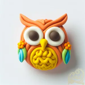 Whimsical Colorful Clay Owl