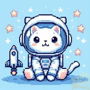 white cat astronaut