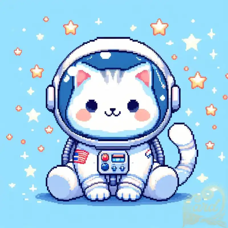 white cat astronaut