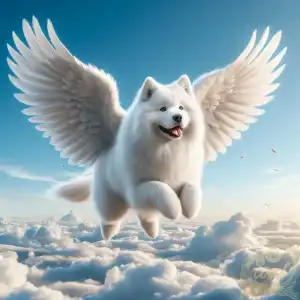 White dog has wings