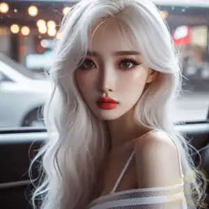 white hair korean girl
