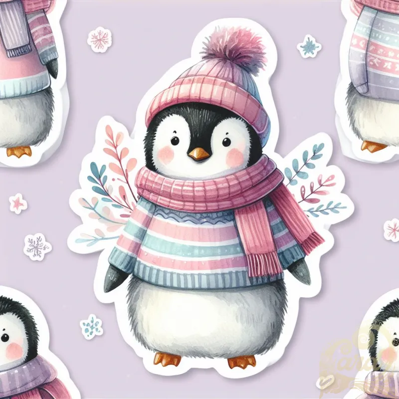 Winter Penguin Illustration