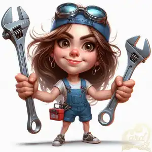 woman mechanic caricature
