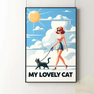 Woman with a cat poster