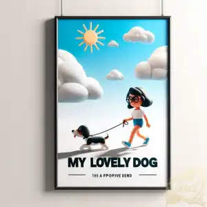 Woman with a dog poster