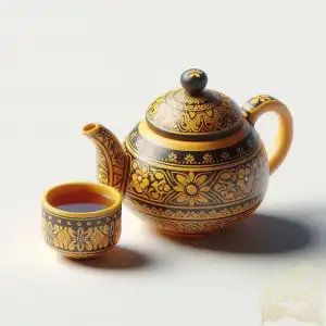 Yellow batik teapot 