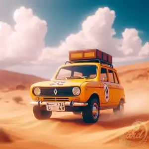yellow car in desert