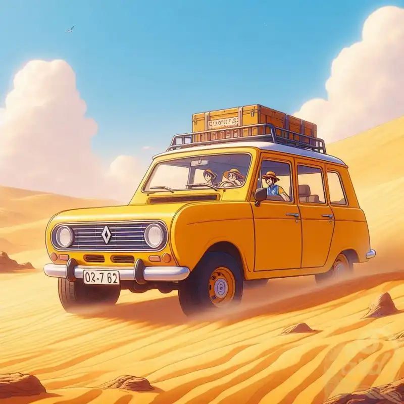 yellow car in desert