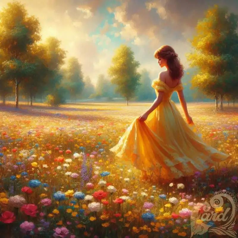 yellow gown in a field